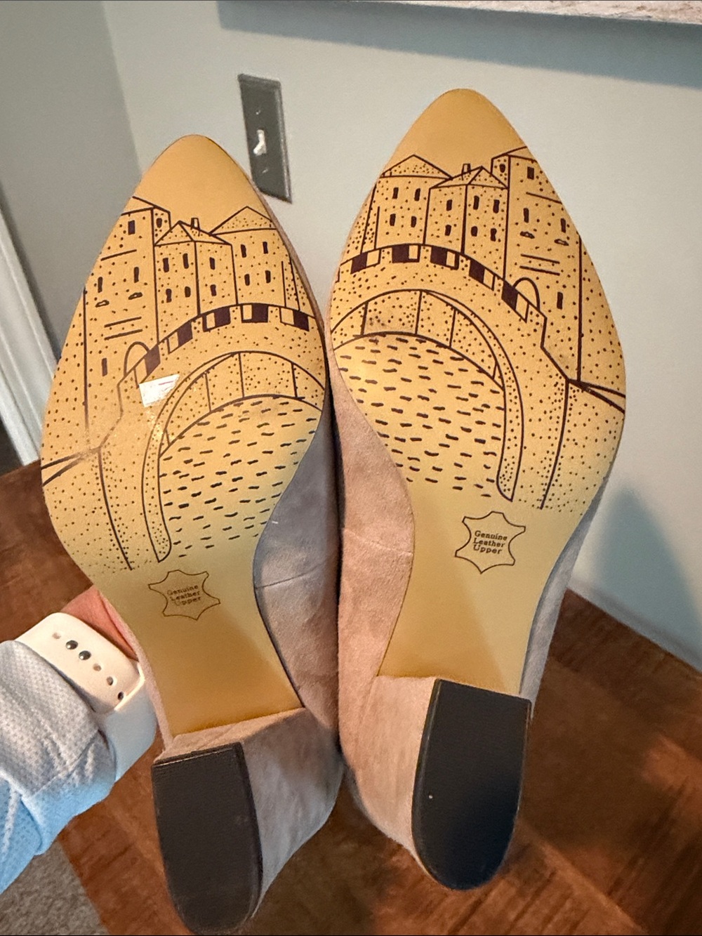 Bella Vita Taupe Suede Block Heel Pumps - Picture 6 of 8